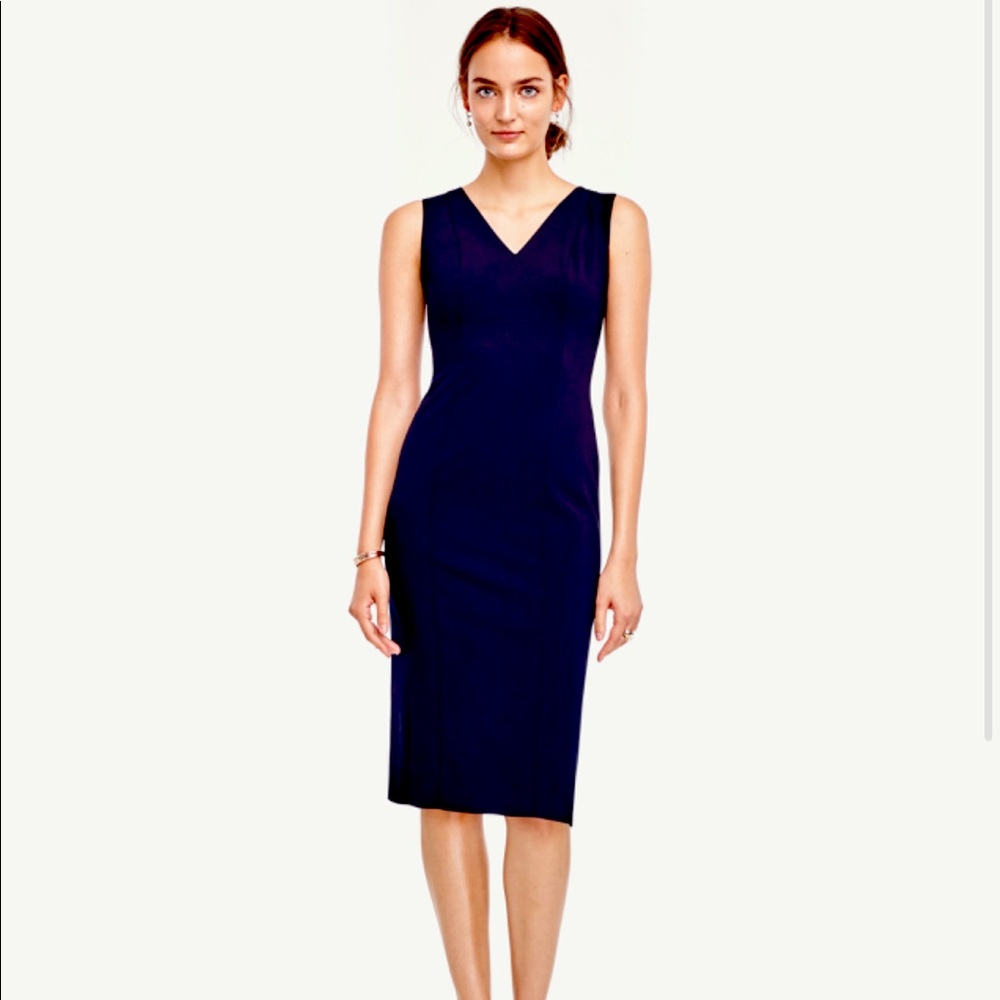 Ann Taylor Black V Neck Suit Dress - 12